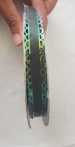 Olive Ribbon w/ Iridescent Trim