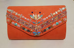 Coral Faux Suede Clutch