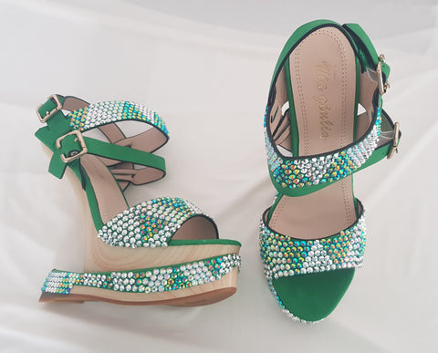 Green & Bling Heels